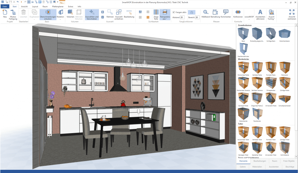 Küche in der 3D-Raumgestaltungsansicht